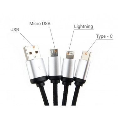Logo trade corporate gift photo of: 3in1 cable with enlighted logo for engraving, RXD-368