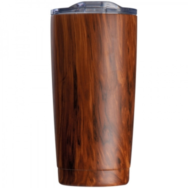 Logotrade promotional giveaway image of: Stainless steel mug with wooden look COSTA RICA 550 ml