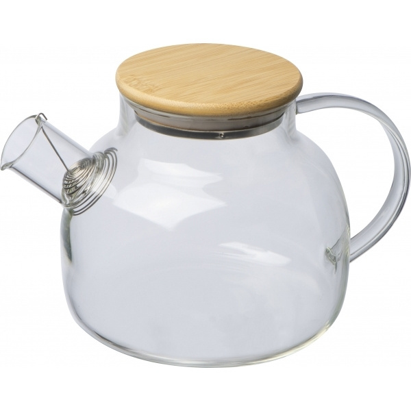 Logo trade promotional merchandise image of: Glass jug with bamboo lid FRANKFURT 1000ml