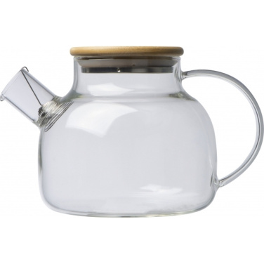 Logo trade promotional items image of: Glass jug with bamboo lid FRANKFURT 1000ml