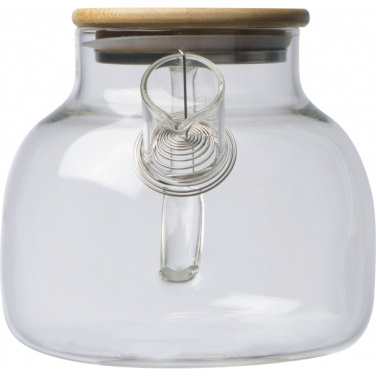 Logo trade promotional merchandise picture of: Glass jug with bamboo lid FRANKFURT 1000ml