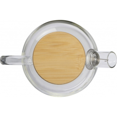 Logotrade advertising products photo of: Glass jug with bamboo lid FRANKFURT 1000ml
