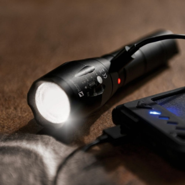 Logo trade promotional giveaways image of: Flashlight DELGADA Schwarzwolf