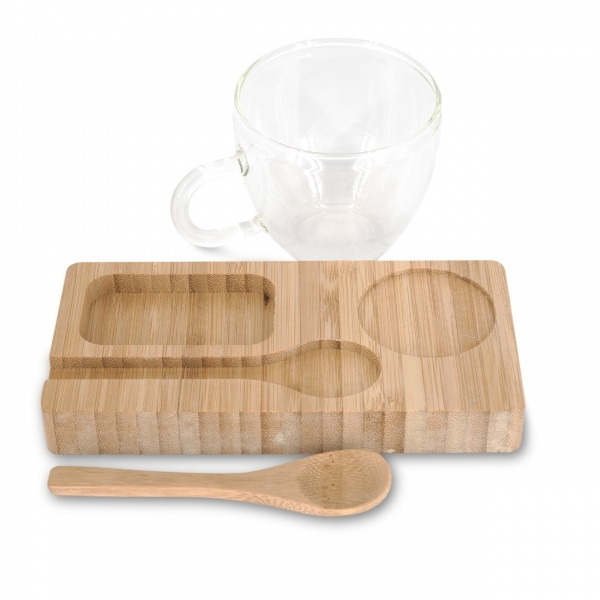 Logo trade promotional giveaways image of: Tray with cup and spoon FORMOSA 150 ml