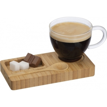 Logo trade promotional merchandise picture of: Tray with cup and spoon FORMOSA 150 ml