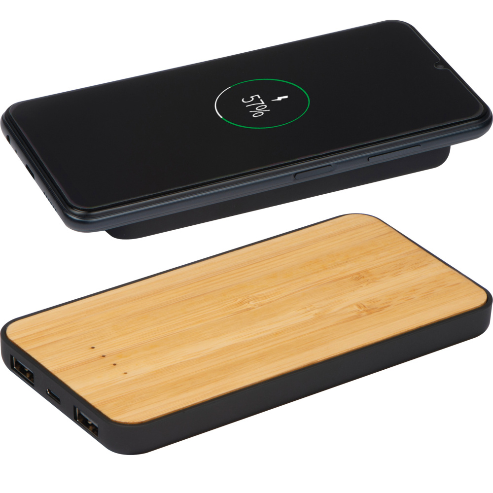 Logo trade promotional products image of: Wireless charger and powerbank 8000 mAh MILAN
