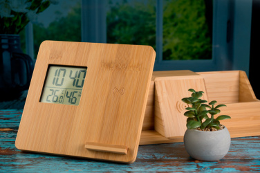 Logo trade promotional giveaway photo of: Bamboo weather station GRANADA