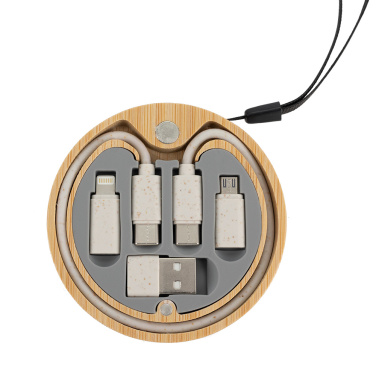 Logo trade promotional gifts image of: 4in1 cable in wooden case, LH-ZM01