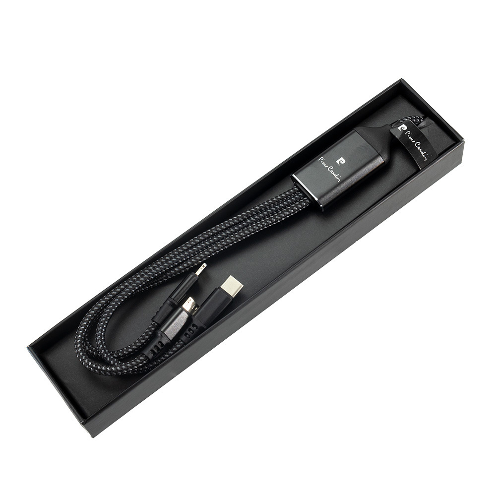 Logotrade promotional merchandise image of: 3 in 1 cable with elighted logo Pierre Cardin