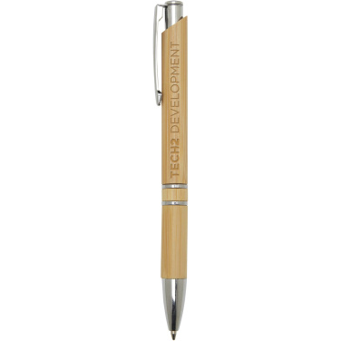 Logo trade promotional products image of: Wicker bamboo ballpoint pen