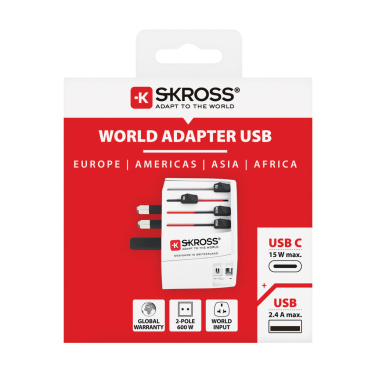 Logo trade corporate gifts picture of: SKROSS World Travel Adapter MUV 2-pole with USB A and C