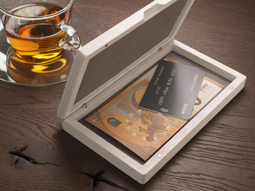 Logo trade corporate gifts image of: Wooden bill box 1816121