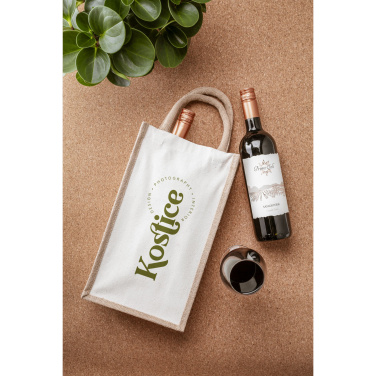 Logotrade promotional product picture of: Jute Canvas Double Wine Bag