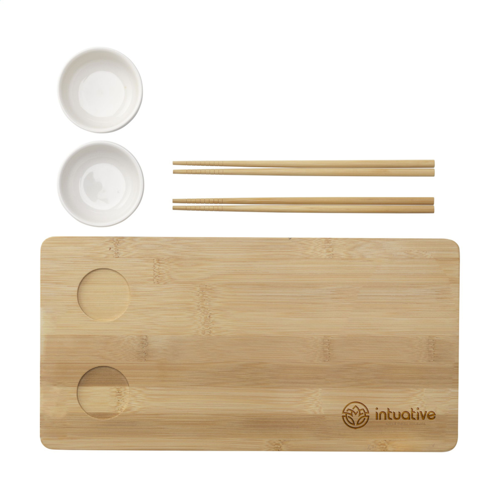 Logo trade promotional giveaways image of: Temaki Bamboo Sushi Tray gift set