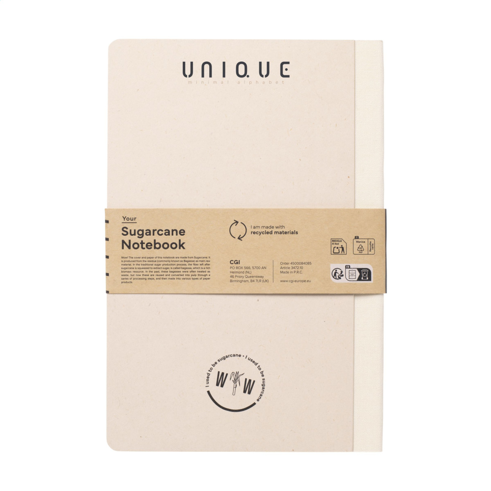 Logotrade promotional giveaway picture of: Sugarcane Paper Notebook A5
