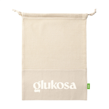 Logotrade promotional gift picture of: Natura Organic GOTS Mesh Bag (120 g/m²) fruit bag