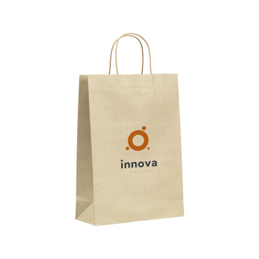 Logo trade promotional giveaways picture of: Leaf It Bag recycled grass paper (120 g/m²) L