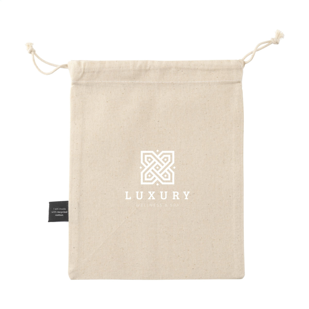Logo trade promotional giveaways picture of: Gift Pouch Natural GRS Recycled Cotton (150 g/m²) S