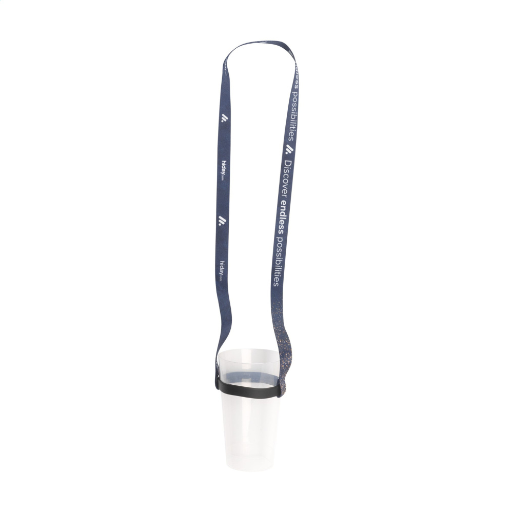 Logo trade promotional items picture of: Lanyard Sublimation RPET 1.5 cm with Cup holder