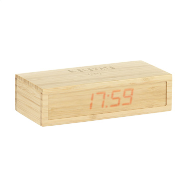 Logo trade business gift photo of: Bamboo Alarm Clock with Wireless Charger