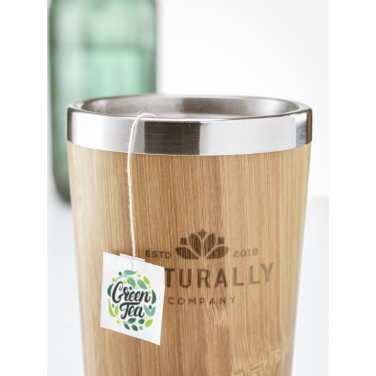 Logo trade promotional merchandise photo of: Tokyo 450 ml bamboo thermo cup