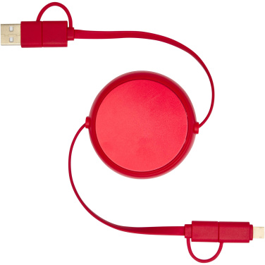 Logotrade promotional item picture of: Alasia 5-in-1 100 cm recycled plastic and aluminium retractable data sync and 45W fast charge cable