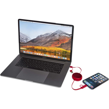 Logotrade advertising product image of: Alasia 5-in-1 100 cm recycled plastic and aluminium retractable data sync and 45W fast charge cable