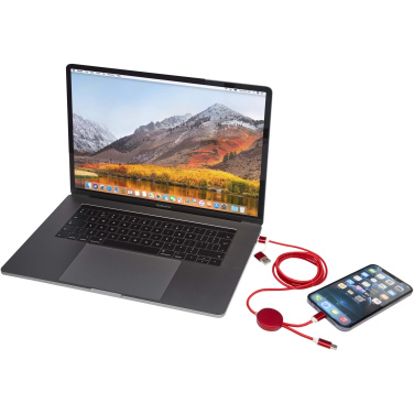 Logo trade corporate gifts image of: Alasia 5-in-1 recycled aluminium and plastic 150 cm data sync and 27W fast charge cable