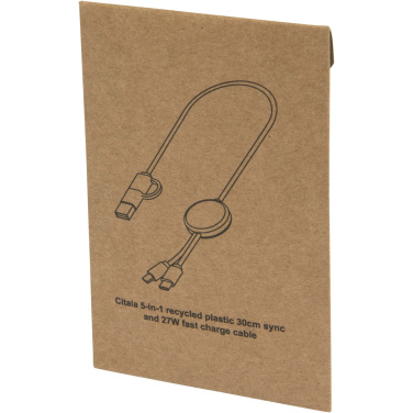Logo trade promotional gifts picture of: Citala 5-in-1 recycled plastic 30 cm data sync and 27W fast charge cable