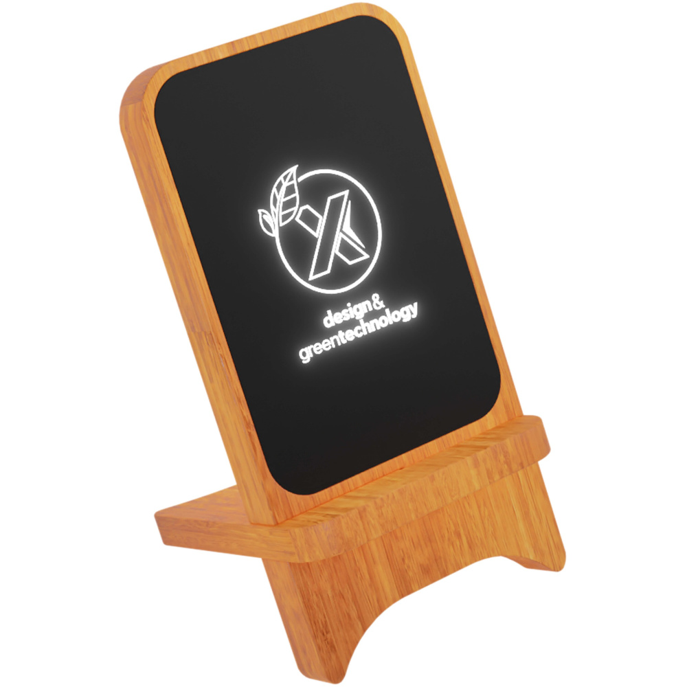 Logo trade business gift photo of: SCX.design W16 10W light-up wireless wooden stand