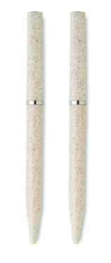 Logo trade promotional items picture of: Wheat straw/ABS twist pen set