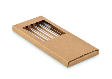 Logo trade corporate gifts image of: 4 reusable glass straws