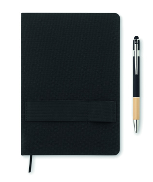 Logo trade advertising products picture of: A5 RPET notebook with pen