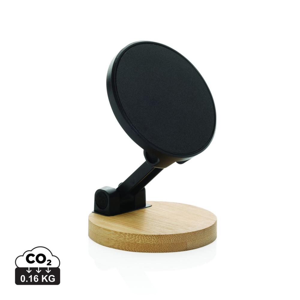 Logo trade promotional gifts image of: Magmount RCS recycled plastic and bamboo phone stand