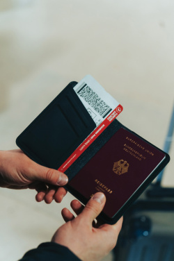 Logotrade promotional product image of: Trackmate RCS rpolyester passport holder worldwide locating