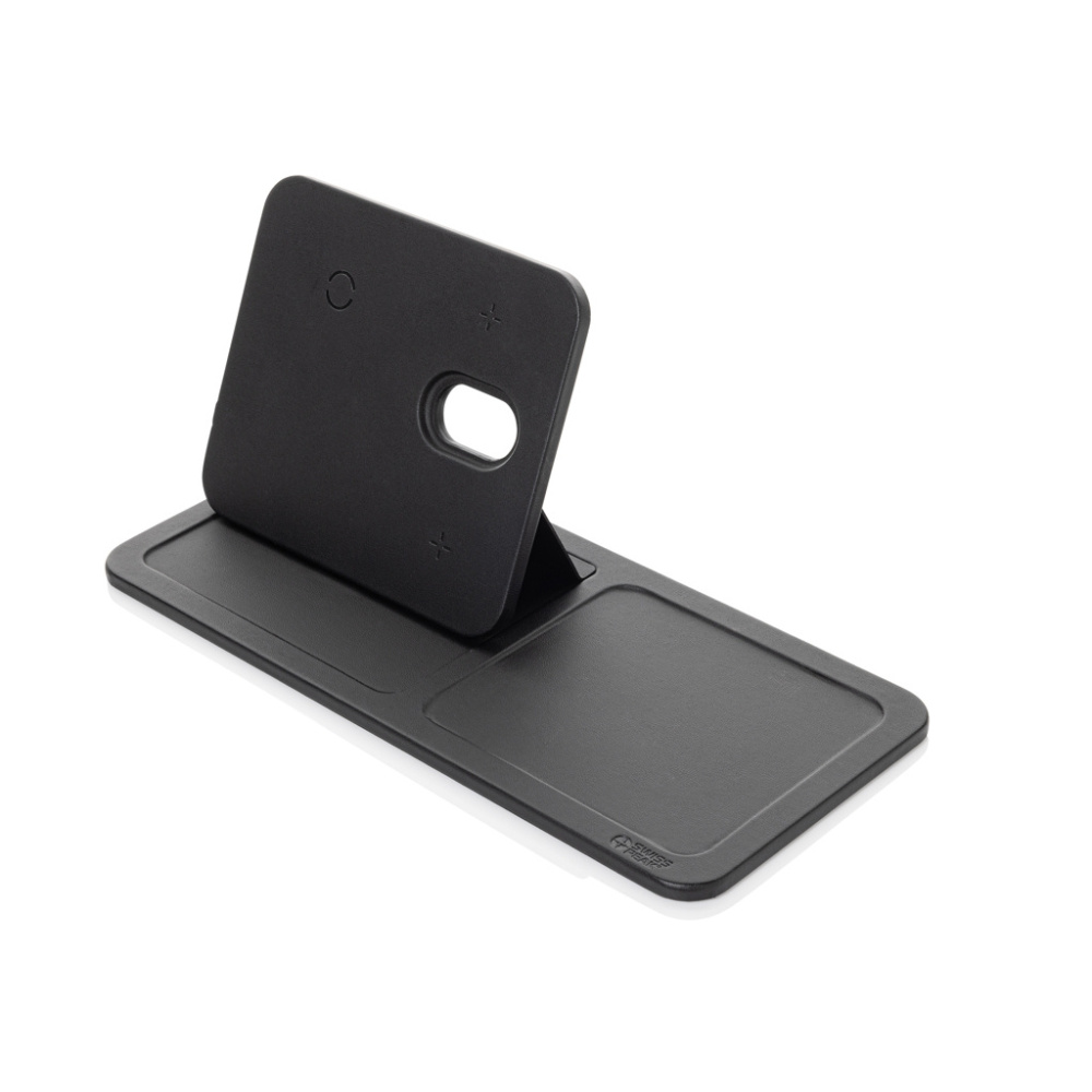 Logo trade promotional giveaway photo of: Swiss Peak 3 in 1 RCS recycled PU wireless charger desk tray