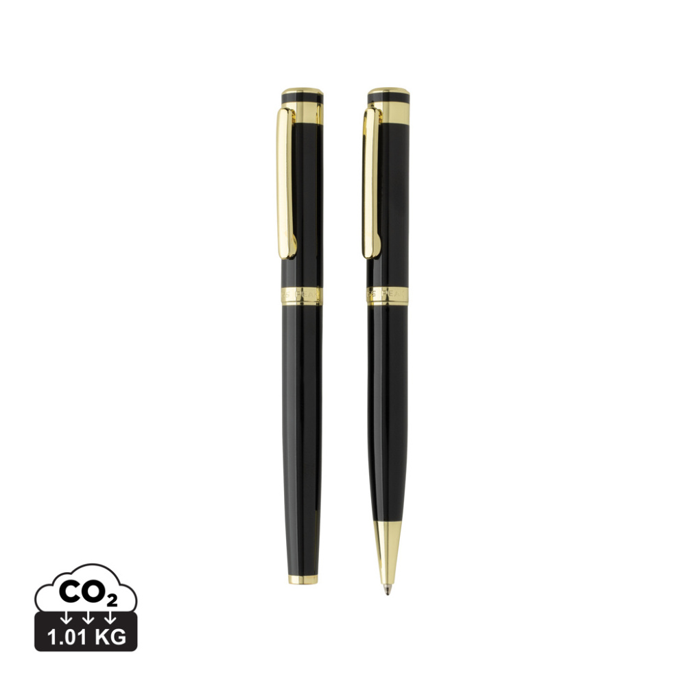 Logo trade promotional giveaways picture of: Swiss Peak Luca RCS recycled brass deluxe pen set