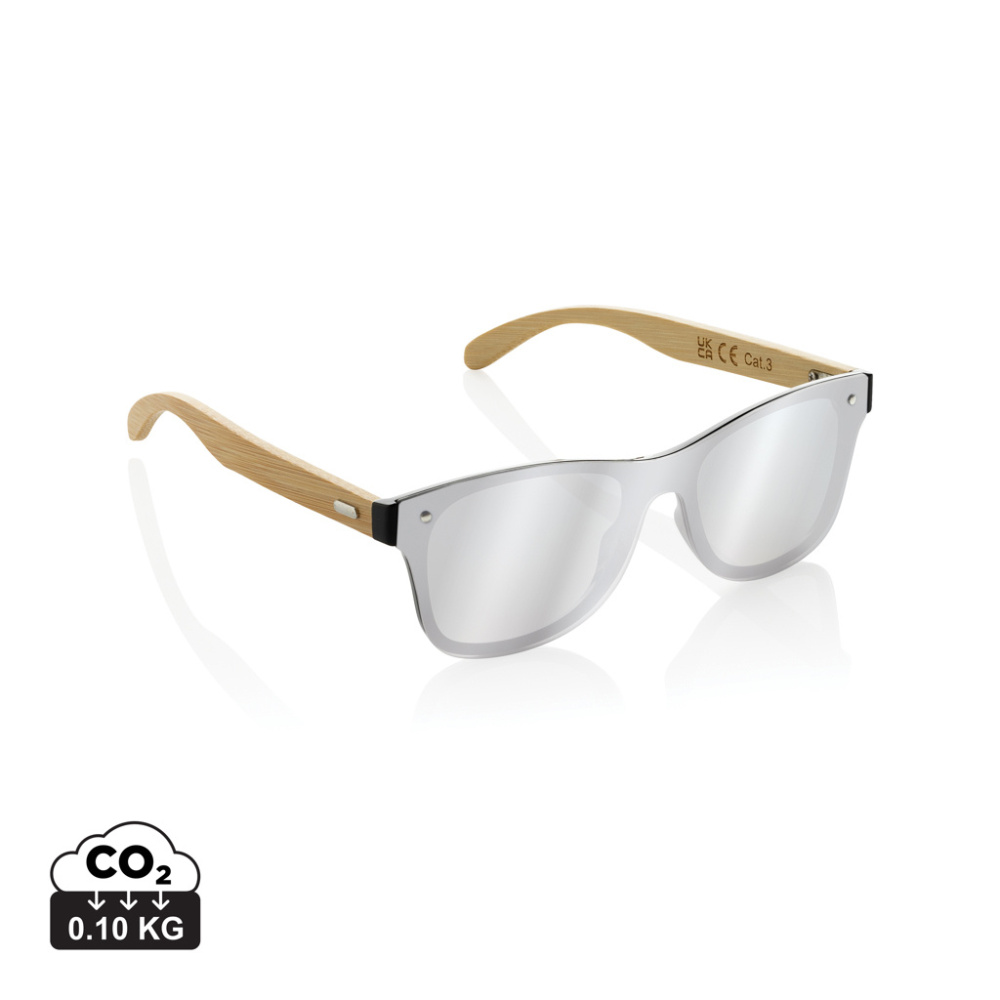 Logotrade promotional merchandise image of: Prism RCS recycled plastic sunglasses with bamboo frame