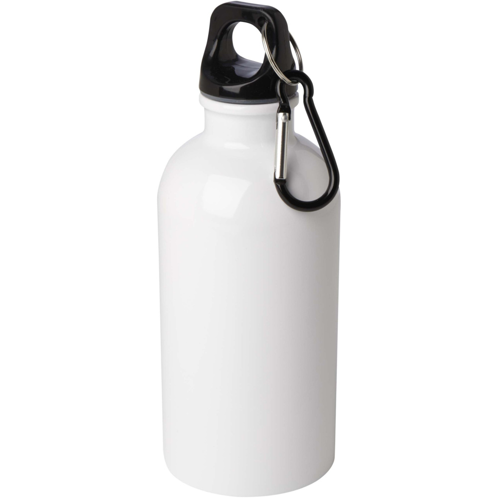 Logo trade promotional item photo of: Oregon 400 ml RCS certified single wall stainless steel water bottle with carabiner