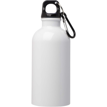 Logo trade business gifts image of: Oregon 400 ml RCS certified single wall stainless steel water bottle with carabiner