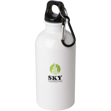 Logotrade promotional item picture of: Oregon 400 ml RCS certified single wall stainless steel water bottle with carabiner