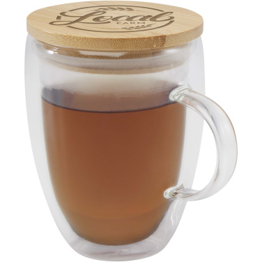 Logo trade promotional merchandise image of: Leona 350 ml glass cup with bamboo lid