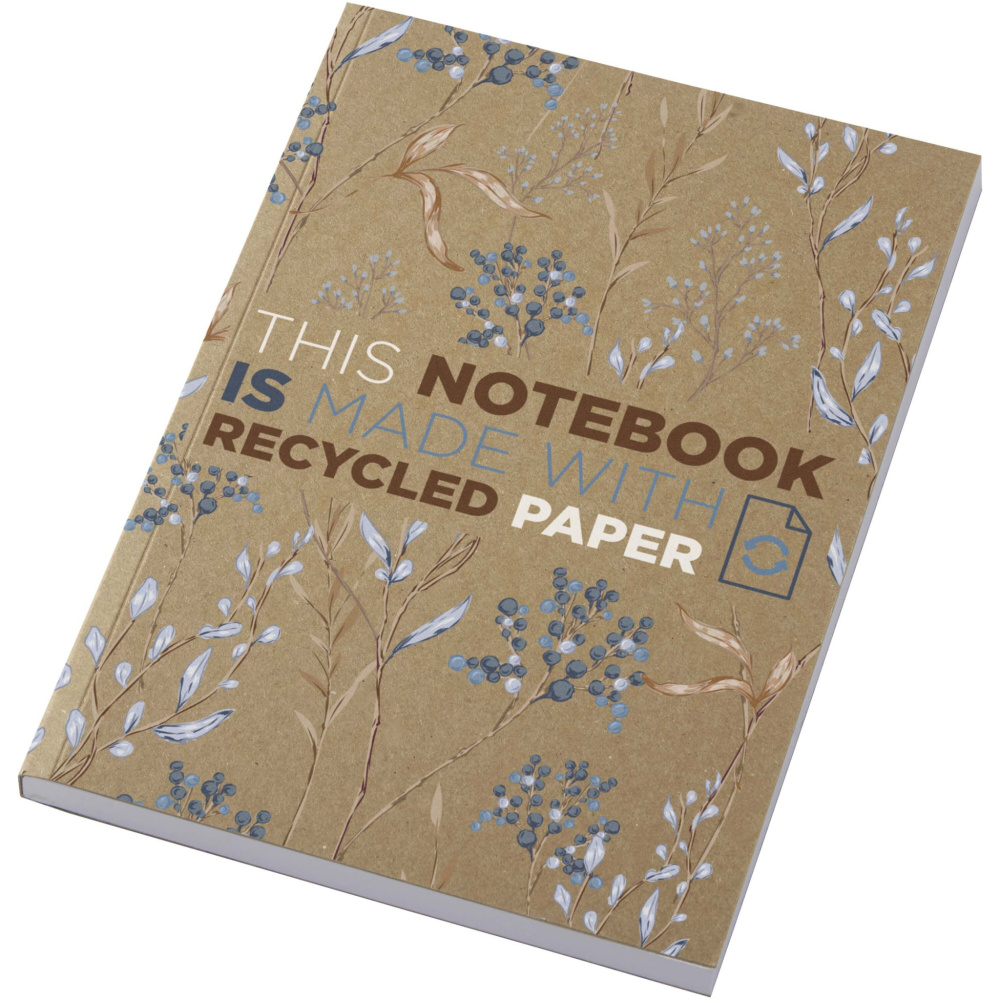 Logo trade promotional products image of: Novella Austen A5 recycled soft cover kraft notebook - 100 sheets