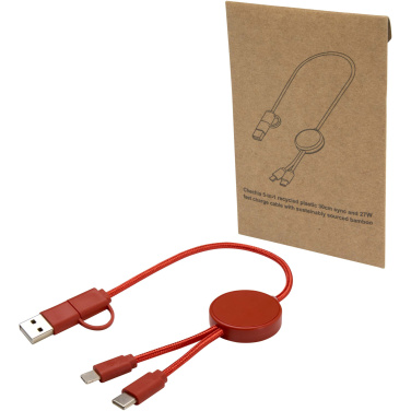 Logo trade promotional merchandise photo of: Citala 5-in-1 recycled plastic 30 cm data sync and 27W fast charge cable