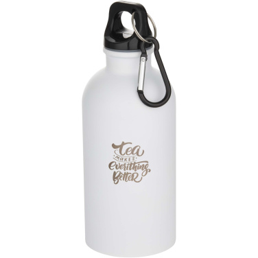Logotrade corporate gift image of: Oregon 400 ml matte RCS recycled single wall stainless steel water bottle with carabiner