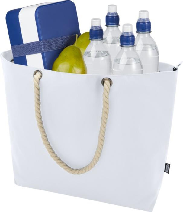 Logo trade promotional giveaway photo of: Panama GRS recycled beach cooler tote bag with cord handles