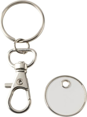 Logo trade promotional giveaways image of: Rory keyring with trolley coin