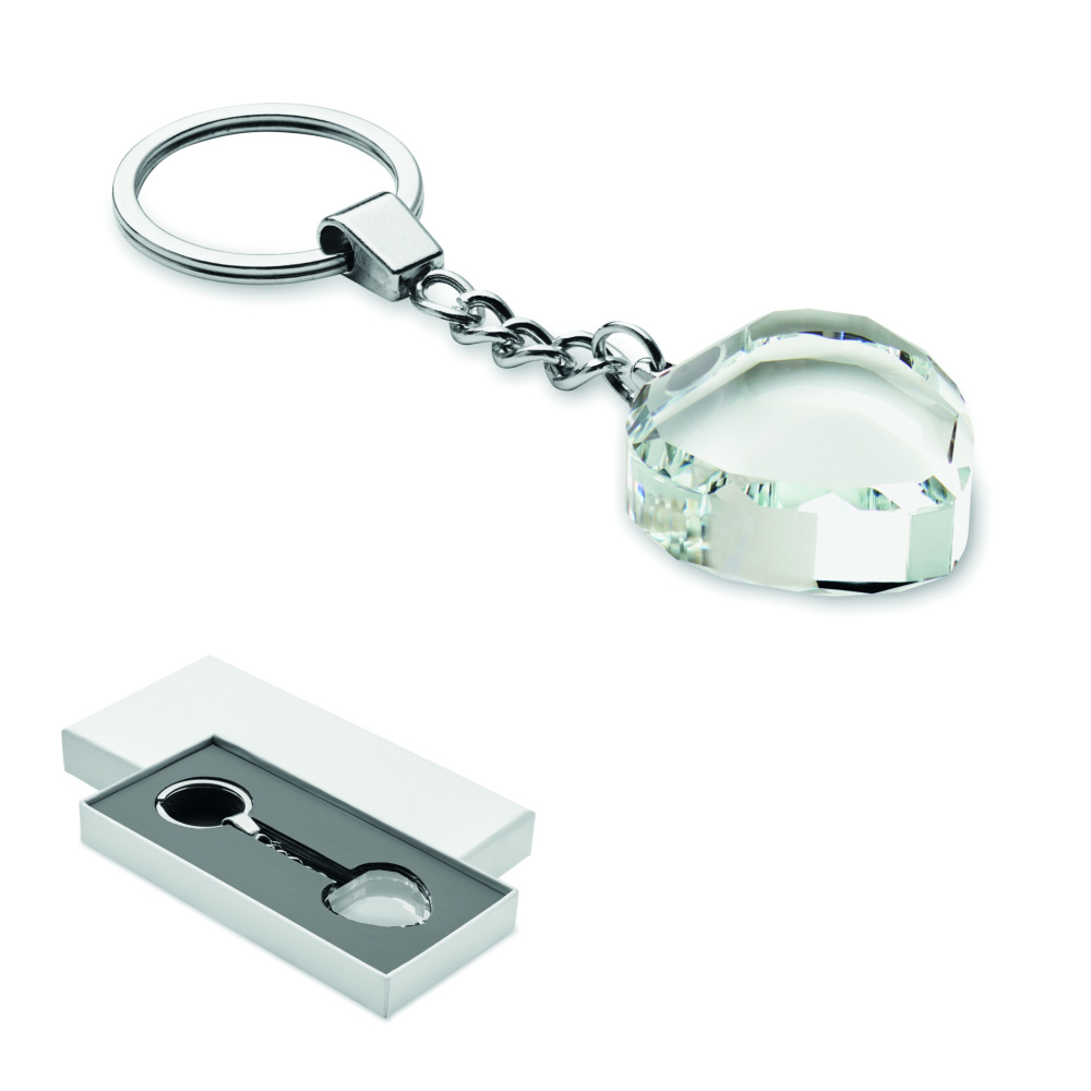 Logo trade promotional merchandise picture of: Glass heart award key ring