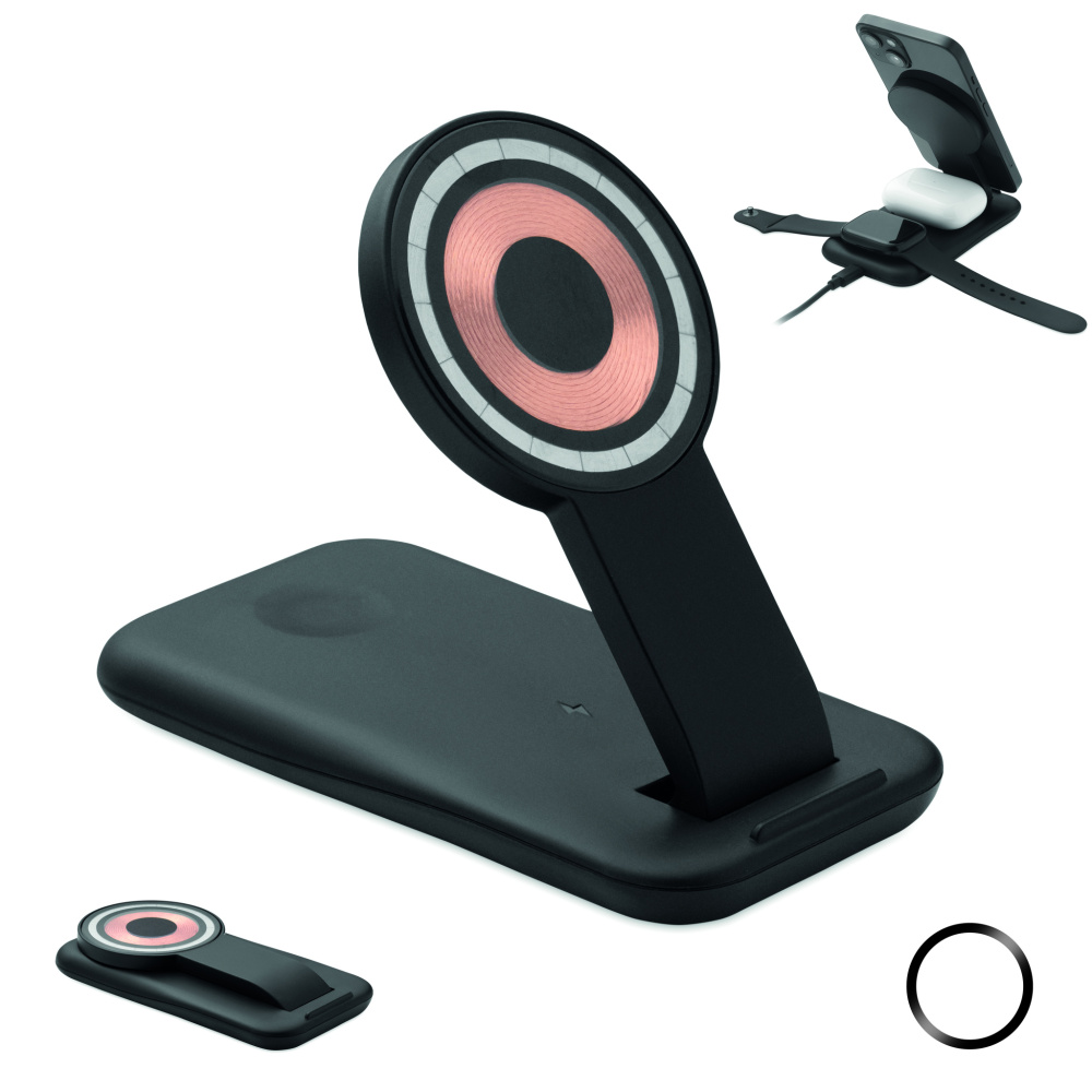 Logo trade promotional items picture of: 3 in 1 wireless charger 15W