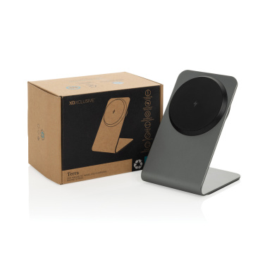 Logotrade promotional giveaway image of: Terra aluminium 15W magnetic wireless charging phone stand